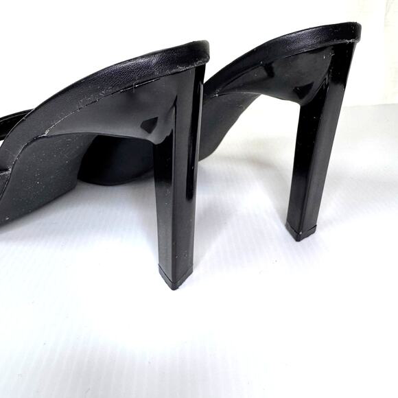 BP Square Toe Heels Women's 10M Black Peep Toe Triangular Heel Dressy Prom 90s - Picture 5 of 11